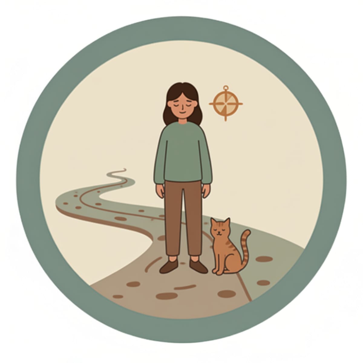 Ilustración de una persona rodeada de varios caminos o ideas posibles, decidiendo por cuál empezar